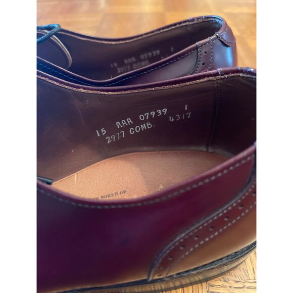 Allen Edmonds Kingswood Wing tip shoe maroon size 15 - Picture 4 of 7